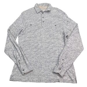 The Field Brand Knit Shirt Mens Size Large Gray Collared Polo Long‎ Sleeve